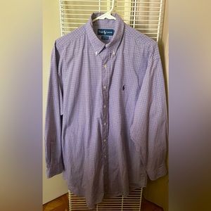 Ralph Lauren Yarmouth Purple And Navy Plaid Polo Shirt Size 16 (Large) 32/33